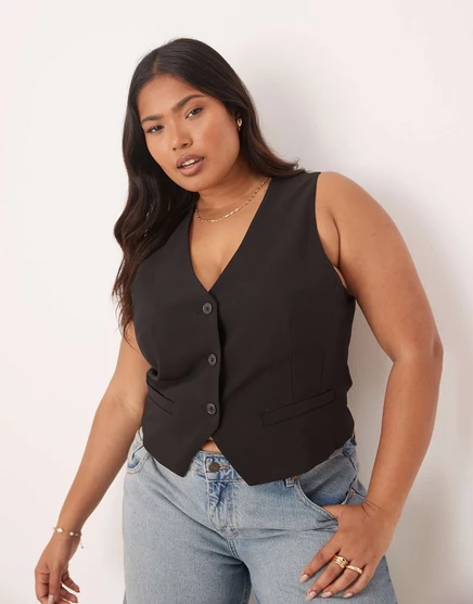 Черный сшитый жилет ASOS DESIGN Curve black