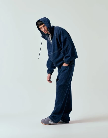Мужские джинсы ASOS Design прямые, в клетку, тёмно-синие