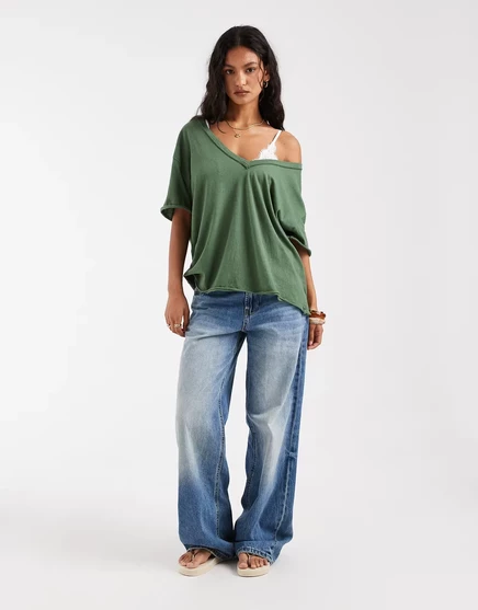 Женская футболка Free People Nina, темно-зеленая