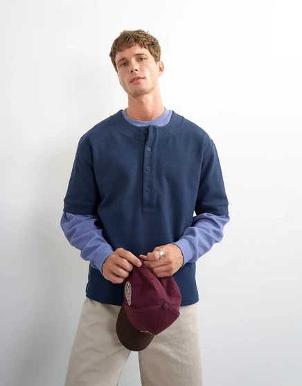 Мужская бейсбольная футболка Topman свободного кроя, синяя