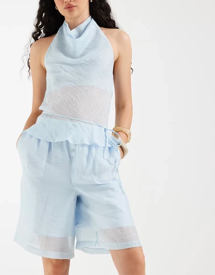 Шорты-бермуды ASOS DESIGN с прозрачным боксерским поясом baby blue baby blue