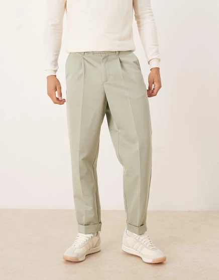 Элегантные брюки свободного кроя с отложным воротником ASOS DESIGN цвета шалфея seagrass