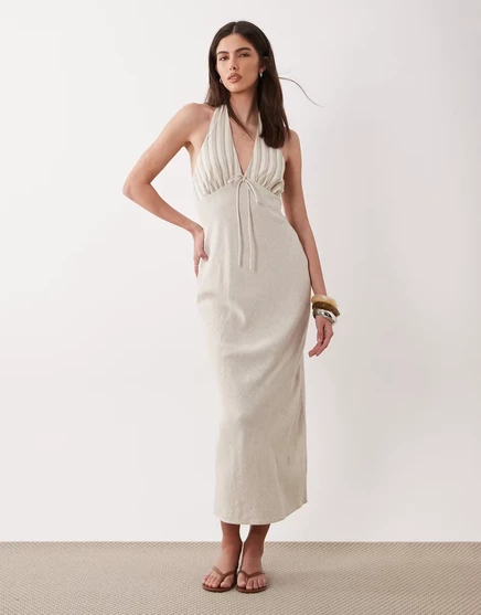 Женское макси-платье ASOS Design на завязке, с полосатым лифом