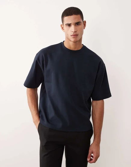 Объемная футболка свободного кроя от ASOS DESIGN breatheMAX™ heavyweight из темно-синей хлопчатобумажной смеси sky captain