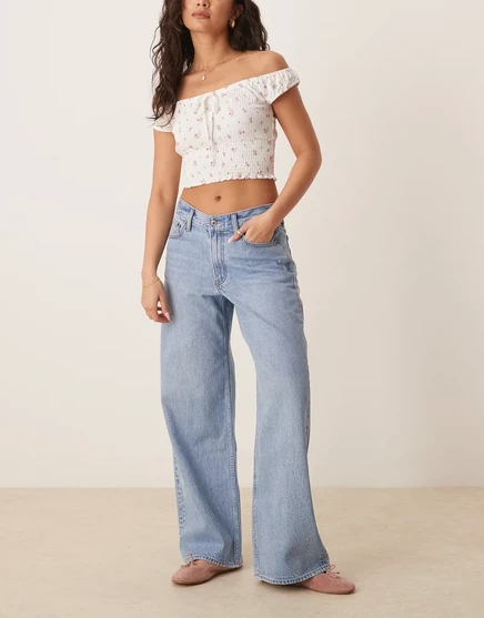 Женские джинсы Abercrombie & Fitch Curve Love, голубые
