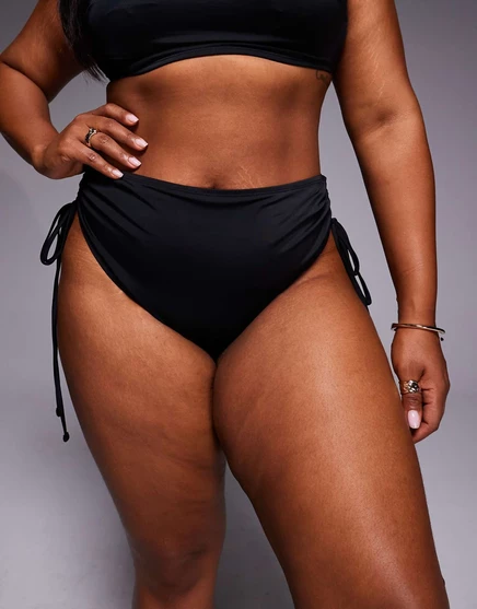 Черные плавки-бикини Maya Azores с завышенной талией и завязками от ASOS DESIGN Curve black