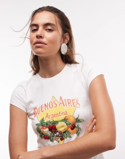 Детская футболка ASOS DESIGN с вышитым бисером рисунком фруктов из Буэнос-Айреса белого цвета white