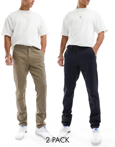 Бежево-темно-синие брюки чинос Jack & Jones Intelligence (2 шт.) beige/navy