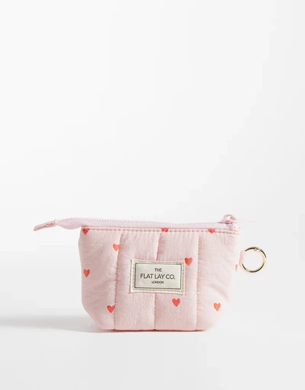 Женский мини-брелок-кошелёк Flat Lay Company с сердечками, розовый
