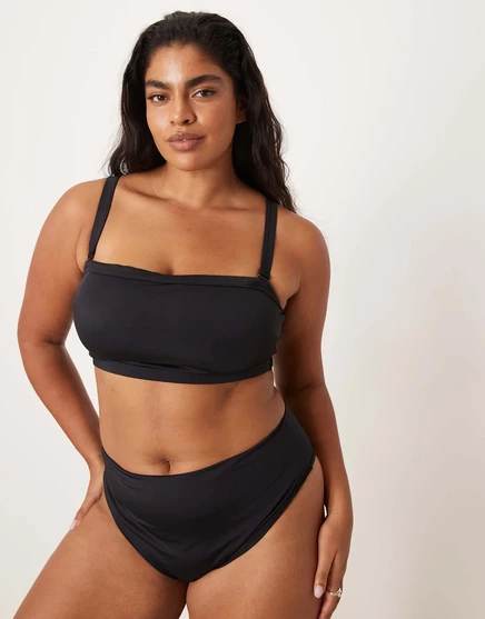 Черный бикини-топ с квадратным вырезом и поддержкой ASOS DESIGN Curve Maya black