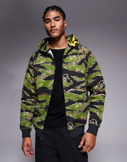 Камуфляжная толстовка с капюшоном на молнии в тигровую полоску ICECREAM smile camo