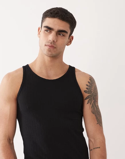 Мужская майка Jack & Jones Muscle Fit, ребристая, черная