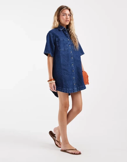 Женское джинсовое платье-рубашка ASOS Design, светлый деним