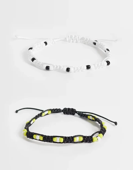 Мужские браслеты ASOS Design, 2 шт., плетеные, разноцветные