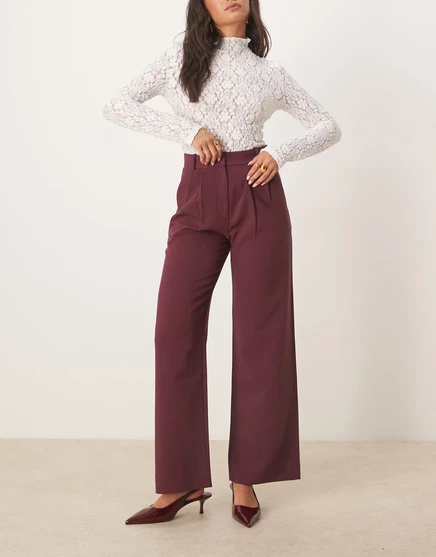Брюки Abercrombie & Fitch sloane с ультравысокой талией бордового цвета