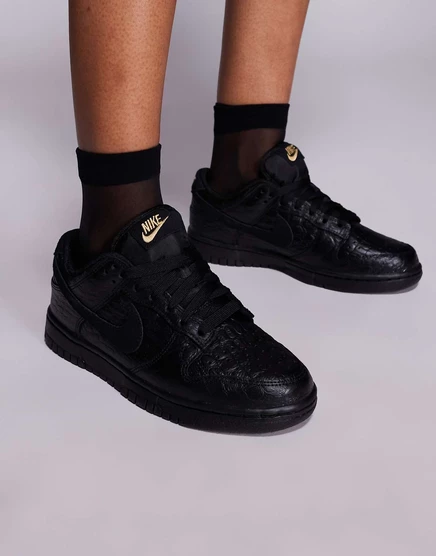 Кроссовки Nike Dunk low из черного крокодила black