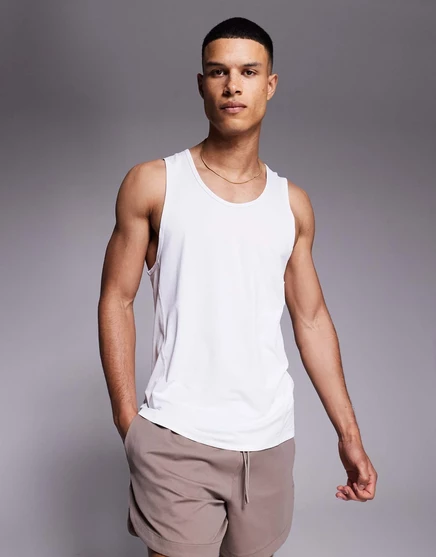 Белая тренировочная майка с гонщиками ASOS 4505 Icon white