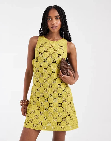 Женское мини-платье ASOS Design 3D вязаное, светло-зеленое
