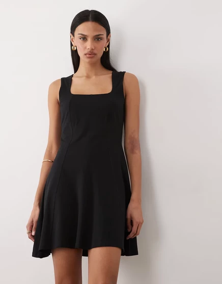 Женское платье мини ASOS Design с квадратным вырезом, черное