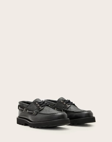 Кожаные лодочки-лодочки на шнуровке AllSaints Skiff черного цвета black