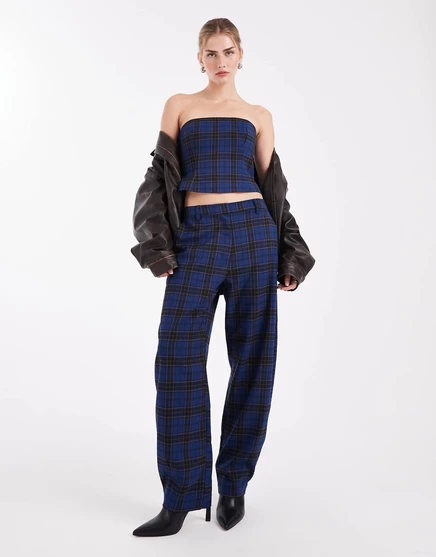 Дизайнерские брюки-бочонки ASOS в синюю клетку - часть комплекта blue check