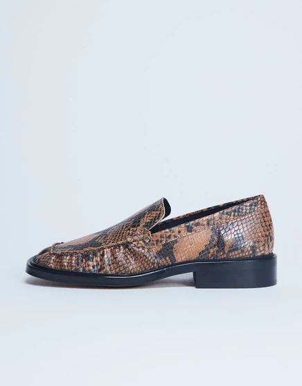 Женские лоферы TopShop Clover кожаные, змеиный принт