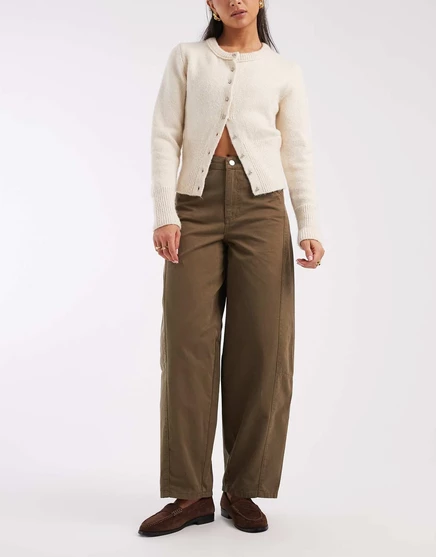 Брюки ASOS DESIGN paper touch с бочкообразными штанинами khaki