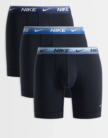 Боксерские трусы Nike Essential Cotton из 3-х комплектов синего цвета с сине-фиолетовым поясом black - light armory