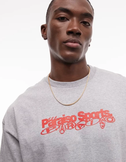 Мужская футболка ASOS Design boxy с принтом, серая меланж