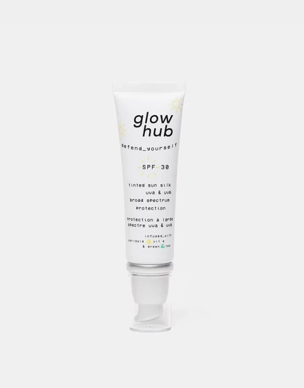 Тонирующий солнцезащитный крем Glow Hub с солнцезащитным шелком SPF 30 на весь день, каждый день