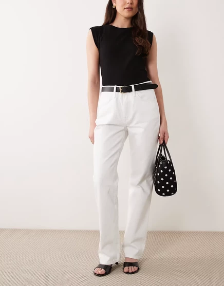 Джинсы с прямыми штанинами Mango белого цвета white