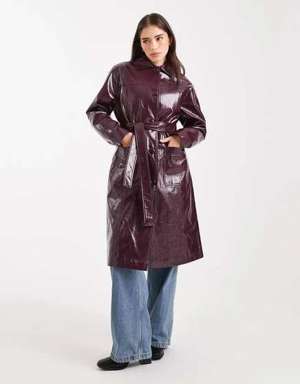 Женский тренч Miss Selfridge из винила, сливовый
