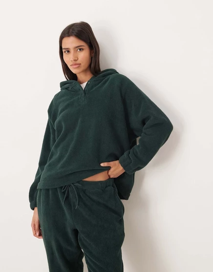 Толстовка оверсайз с капюшоном из микрофлиса ASOS DESIGN зеленого цвета хаки forest green