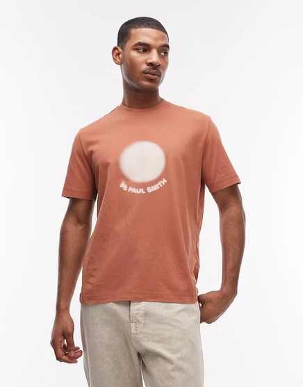 Футболка повседневного покроя PS Paul Smith sun graphic в ярко-оранжево-красном цвете