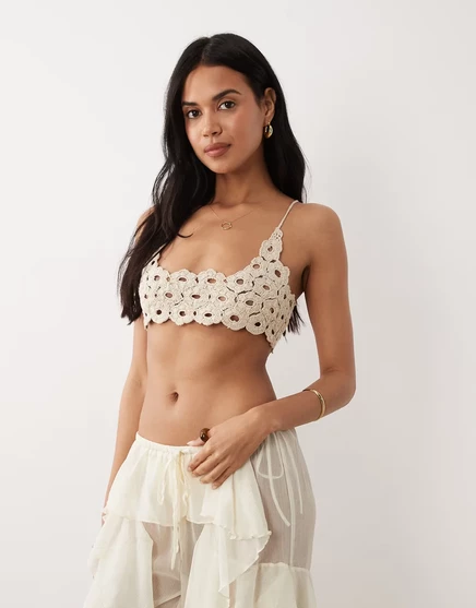 Женский бра-топ Miss Selfridge вязаный пляжный, натуральный
