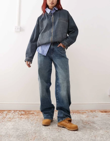 Мешковатые джинсы Noisy May Josie с завышенной талией после средней стирки medium blue denim