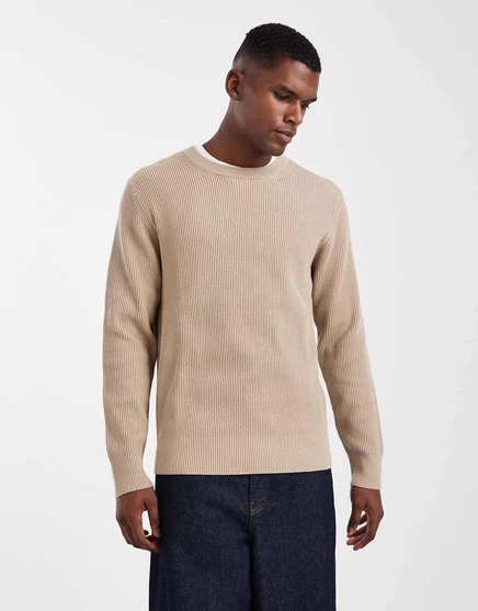 Мужской джемпер Jack & Jones в рубчик, бежевый