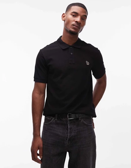 Футболка-поло PS Paul Smith с логотипом zebra черного цвета black