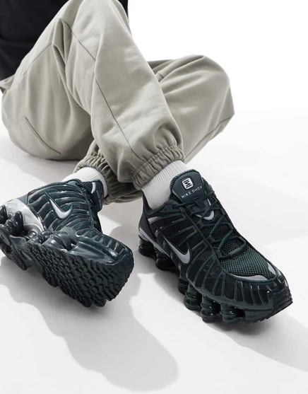 Кроссовки Nike Shox TL темно-зеленого и серебристого цветов dark green