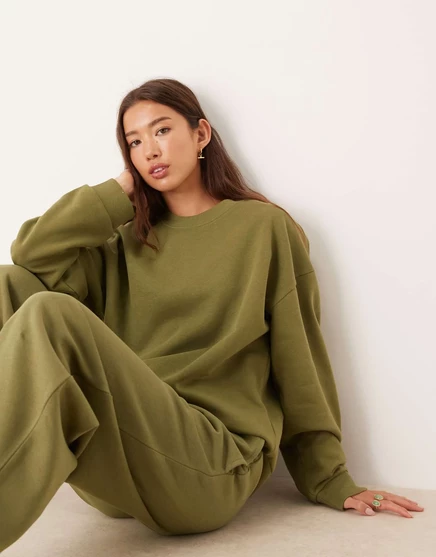 Женская толстовка ASOS Design оверсайз с начесом, хаки