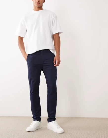 Мужские чиносы ASOS Design узкого кроя, темно-синие