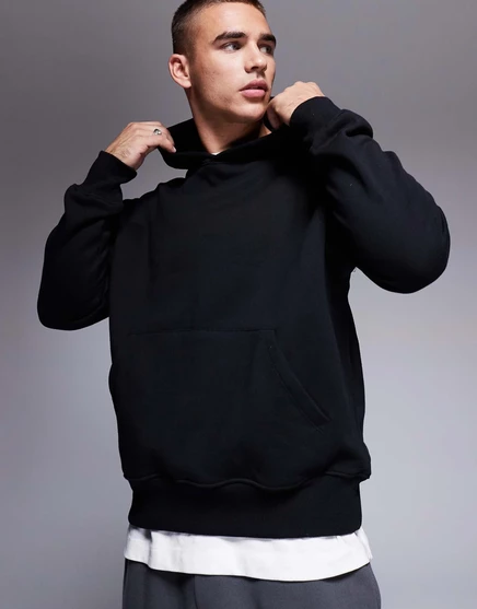 Худи asos design плотное оверсайз, черное