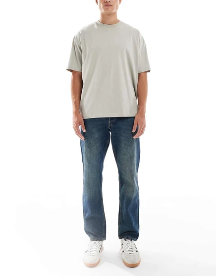 Прямые джинсы Jack &Jones Chris темно-синего цвета blue denim
