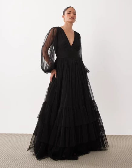 Женское макси платье Lace & Beads Petite Bridesmaid, черное