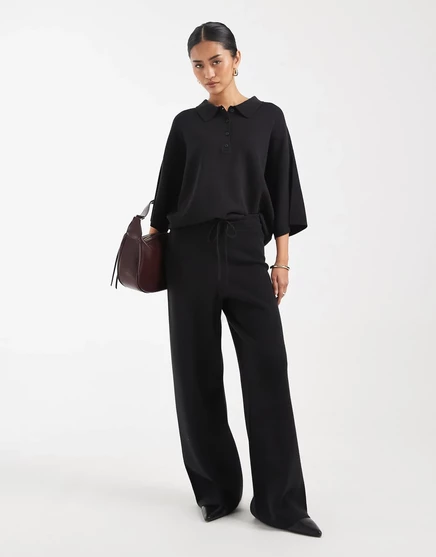 Женские широкие брюки ASOS Design на кулиске, черные