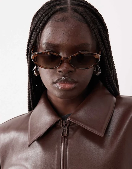 Овальные солнцезащитные очки ASOS DESIGN молочного цвета brown