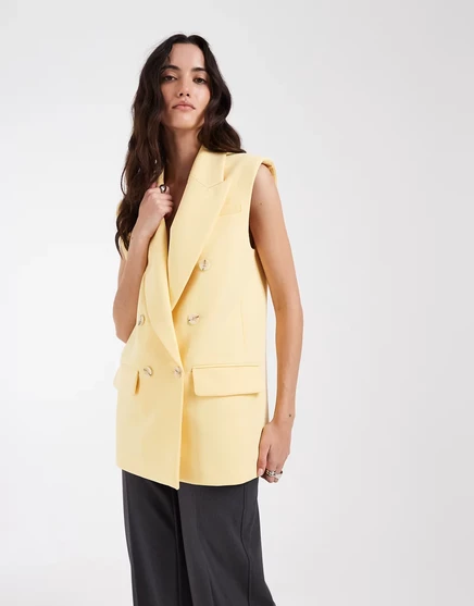 Женский безрукавный двубортный пиджак ASOS Design, бежевый
