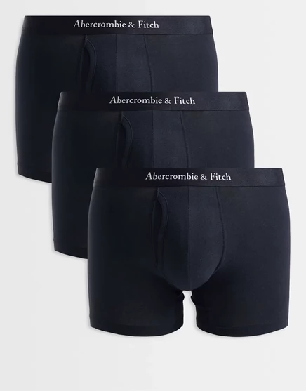 Трусы-боксеры с логотипом Abercrombie & amp; Fitch, 3 упаковки, черные, на поясе, черный