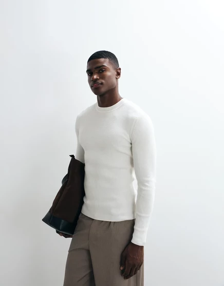 Мужской джемпер ASOS Design Essentials микроребристый, экрю