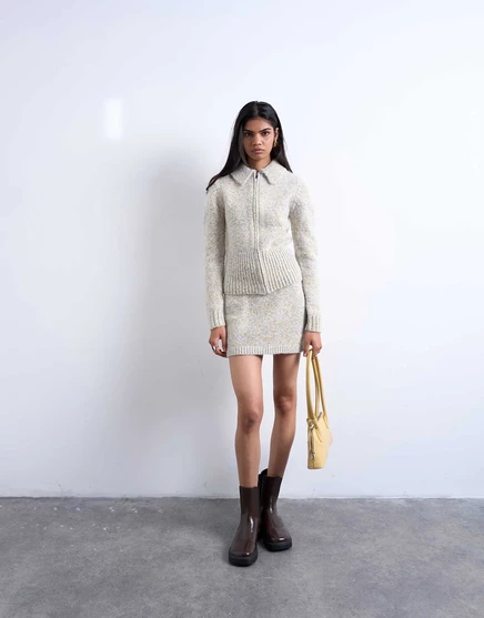 Юбка из пряжи Topshop knit twist синего и желтого цветов - часть комплекта blue & yellow